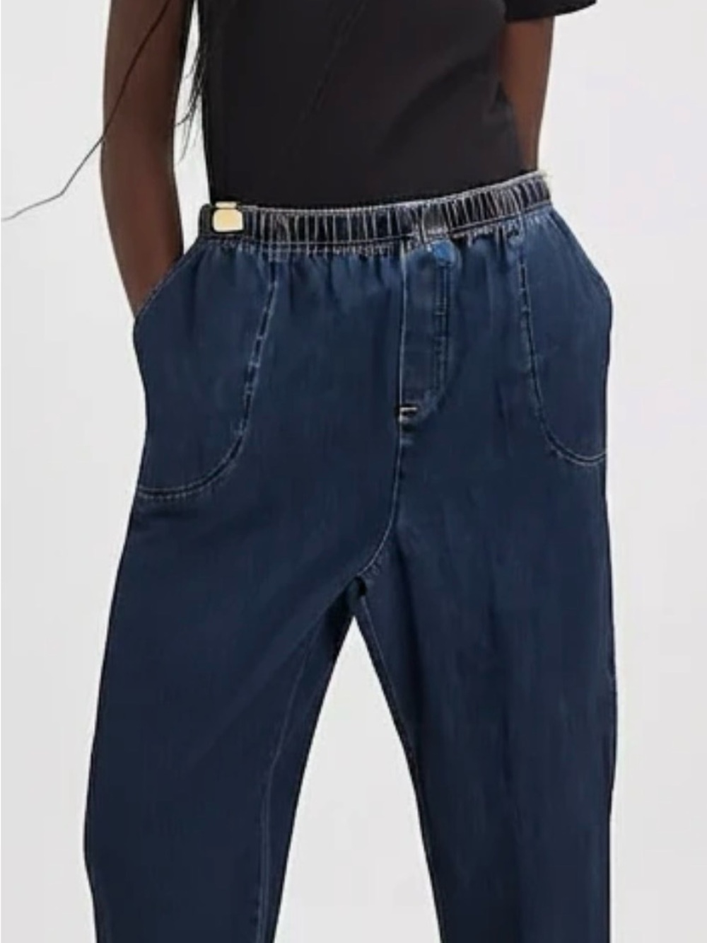 White Stag Denim Pants Jeans Cotton Blend Elastic Waist Pockets Size 14-16